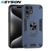 KEYSION Shockproof Armor Case for Itel S25 Ultra Soft Silicone+PC Ring Stand Phone Back Cover for Itel S25 S25 Ultra