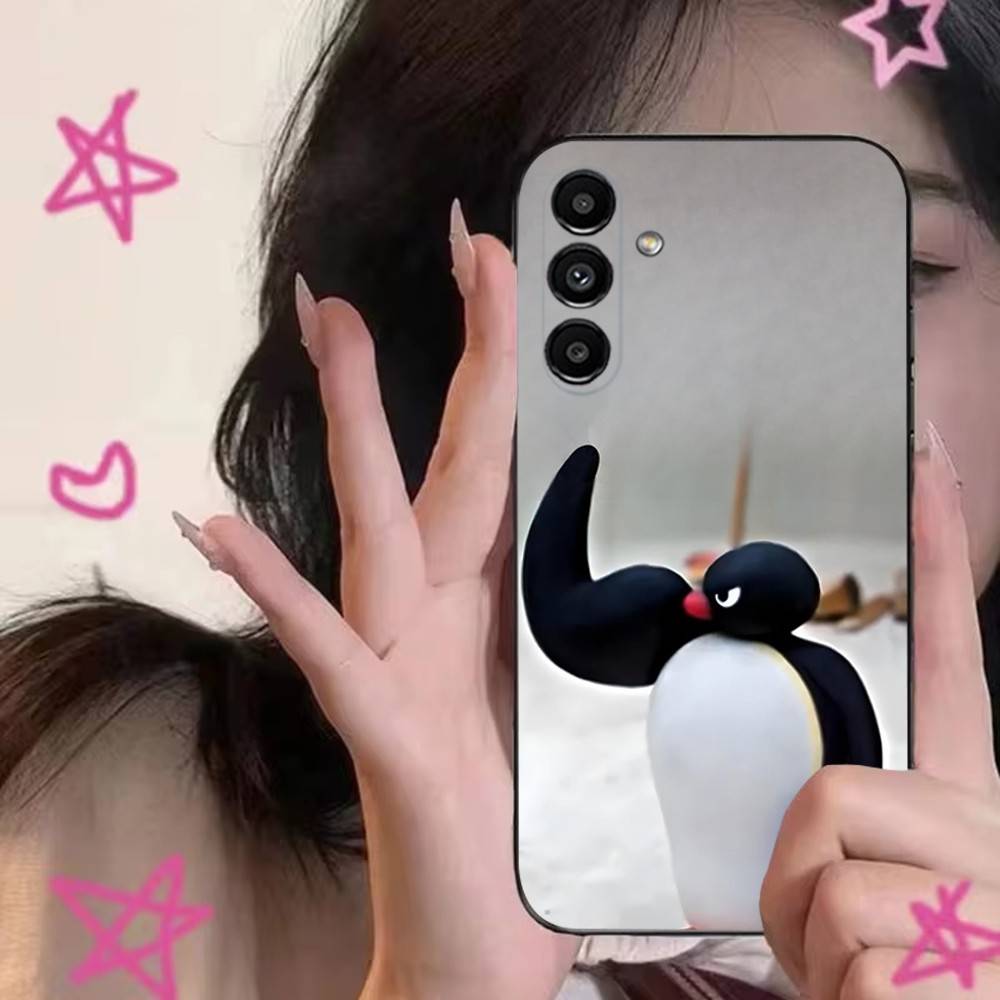 Happy P-Pingu Penguin Phone Case For Samsung S24,S21,S22,S23,S30,Ultra,S20,Plus,Fe,Lite,Note,10,9,5G Black Soft Cover