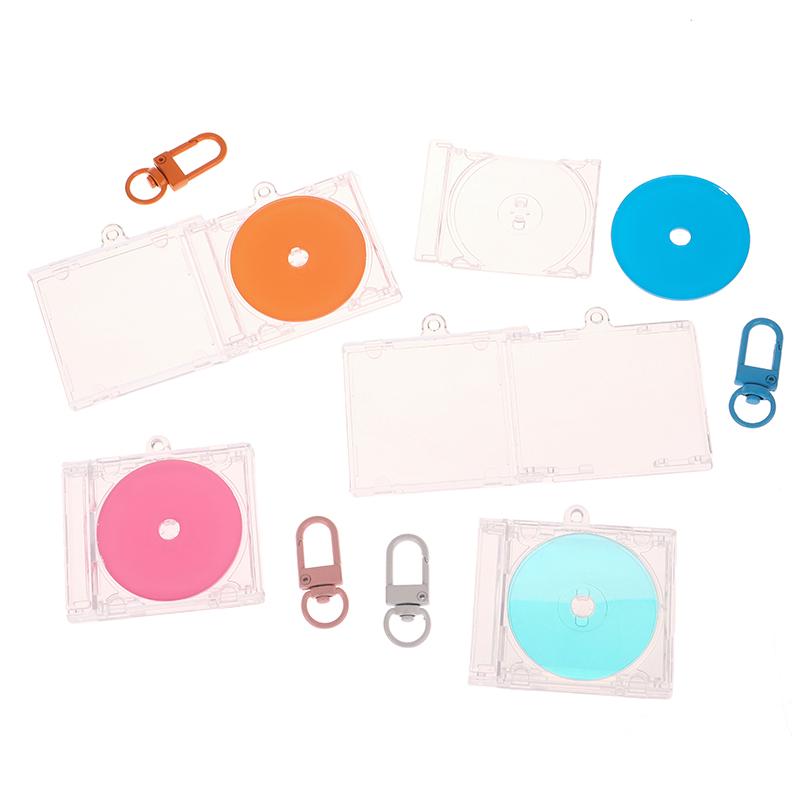 Blank Album Cd Case Keychain Pendant Mini Cd Player Keyring Peripheral Commemorative Album Key Holder Diy Bag Hanging Decoration