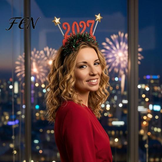 Аксессуары для Рождественской вечеринки 2 шт. Очки для Нового года 2027, Пластиковая блестящая оправа с цифрами, Принадлежности для тимбилдинга Блестящая унисекс повязка на голову