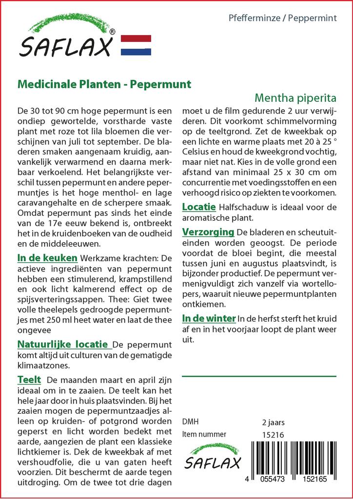 SAFLAX Garden in the Bag - Мята перечная - 300 семян - С субстратом в удобном стоячем пакете - Mentha piperita