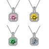 New Female 925 Sterling Silver Gemstone Zircon Cz Party Wedding Women Charm Choker Pendant Necklace Ladies Bridal Jewelry