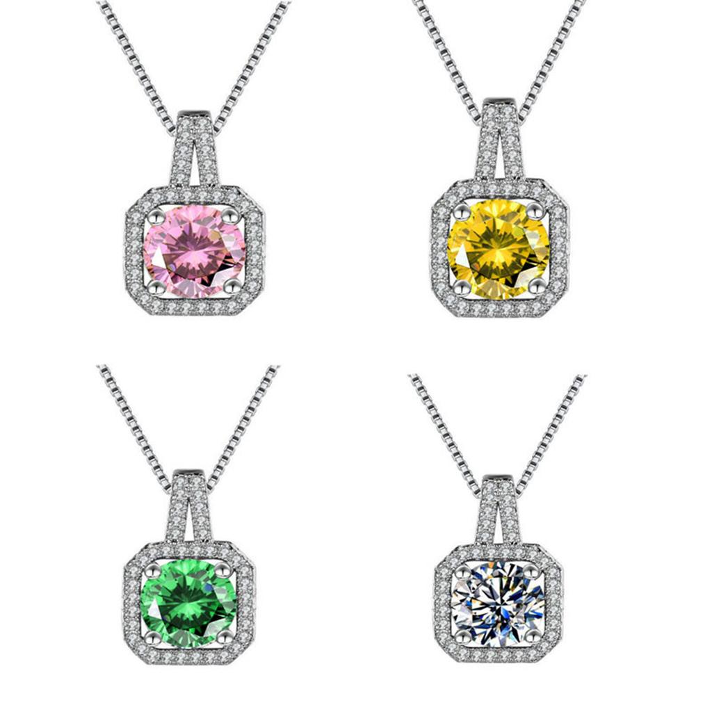New Female 925 Sterling Silver Gemstone Zircon Cz Party Wedding Women Charm Choker Pendant Necklace Ladies Bridal Jewelry