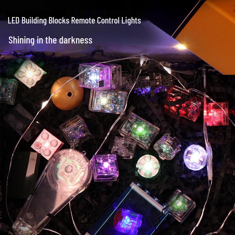 Creative LED Remote Control Interlocking Building Blocks for Light Decoration