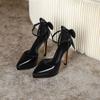 Bow High Heels 12cm Thin Heel Waterproof Table Pointed Sandals Women's One-word Buckle with Fashion Adult Gift High Heels