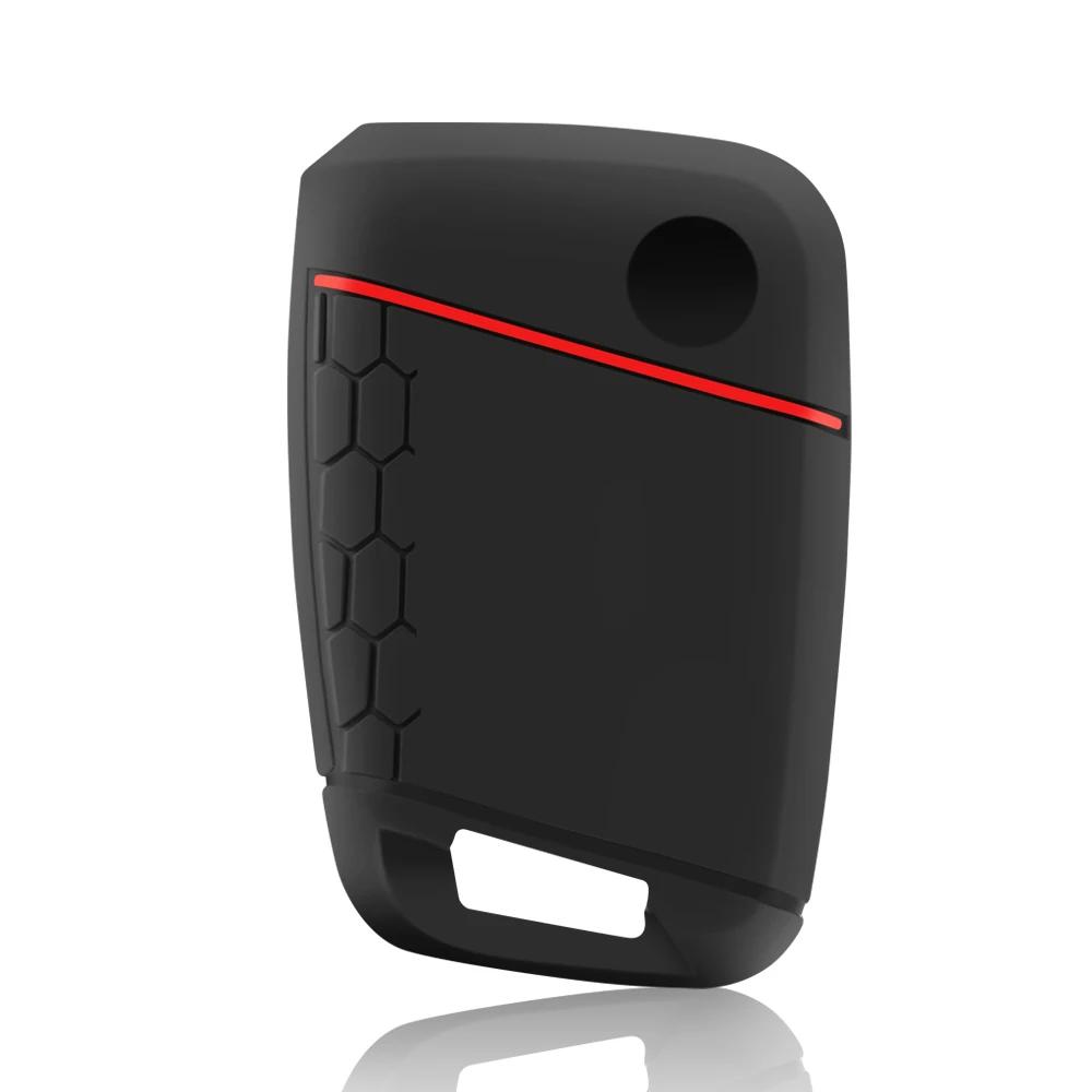 Силиконовый чехол для автомобильного ключа для VW 2018 Atlas Tiguan Golf 7 Magotan 4 кнопки, сменный держатель смарт-ключа без ключа