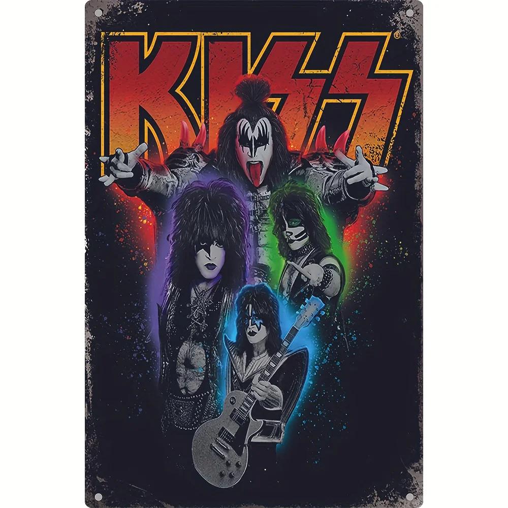 Классическая рок-группа «Kiss Revenge» Винтажный художественный металлический постер Знак Ретро-мужчина Пещера Музыкальный клуб Бар Паб Кафе Декоративные таблички