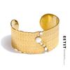 65mm Personalized Stainless Steel Wide Shell Cuff Bracelet Bangle 18K Golden Plated Texture Attractive Jewelry
