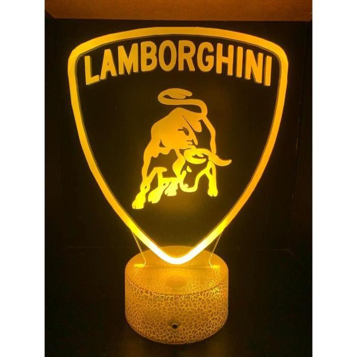 Lampe de Chevet 3D LED Voiture Lamborghini, Veilleuse changement de Couleurs, Lampe Tactile Bureau et Chambre, idée Cadeau