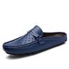 Leather Bag Head Half Slippers Men's One Foot Pedal Breathable Outdoor Slippers Heelless Lazy Sandals New Casual