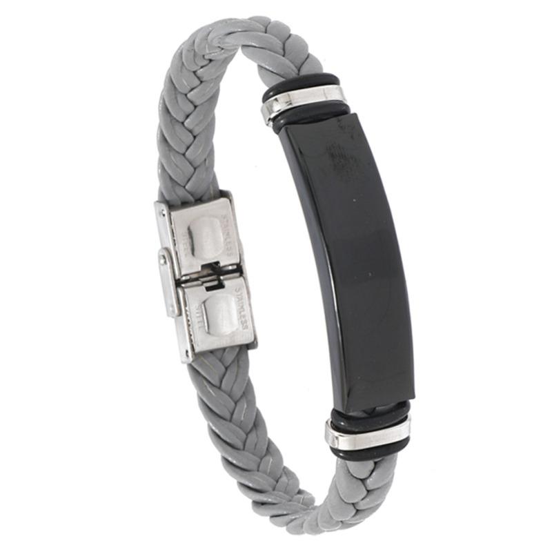 Beautiful jewelry braided stainless steel men bracelet casual glossy leather bracelet bracelet