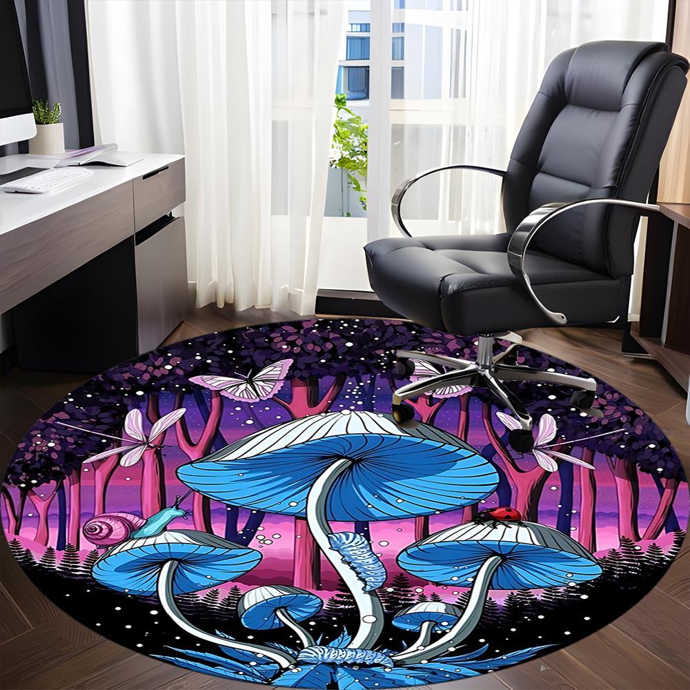 1PC Fantasy Forest Office Round Area Rug, Mat Suitable For Office, Under Office Chairs Bedroom Living Room Home Decor, Room Deco