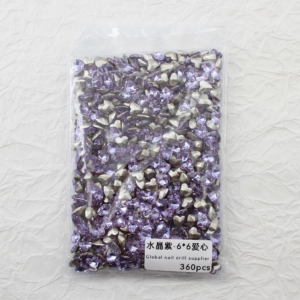 Целая упаковка из 360 кристальных фиолетовых бриллиантов с заостренным концом, бриллиантов любви, изогнутых сердец, светло-фиолетовых украшений для нейл-арта.