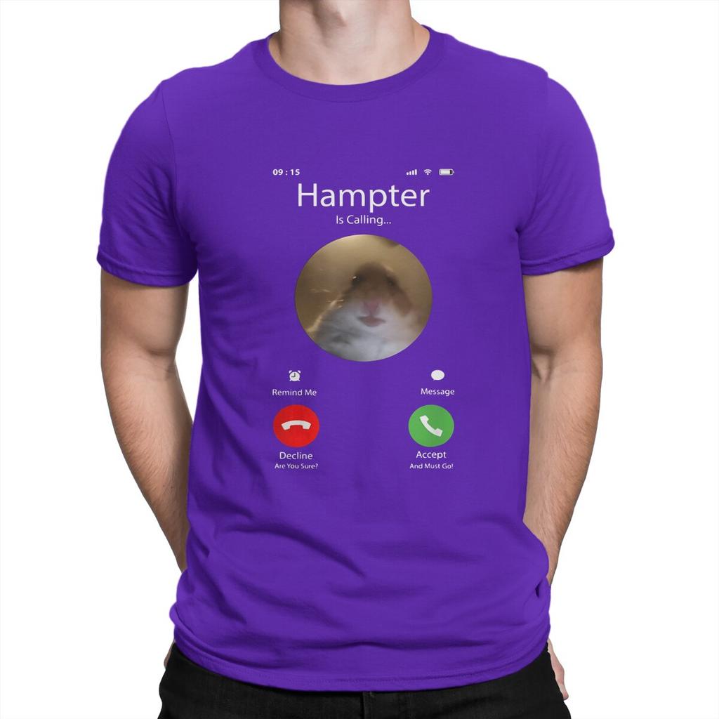 Man TShirt Dank Meme Hamster Staring Front Camera Hampter Calling Individuality T Shirt Graphic Streetwear New Trend