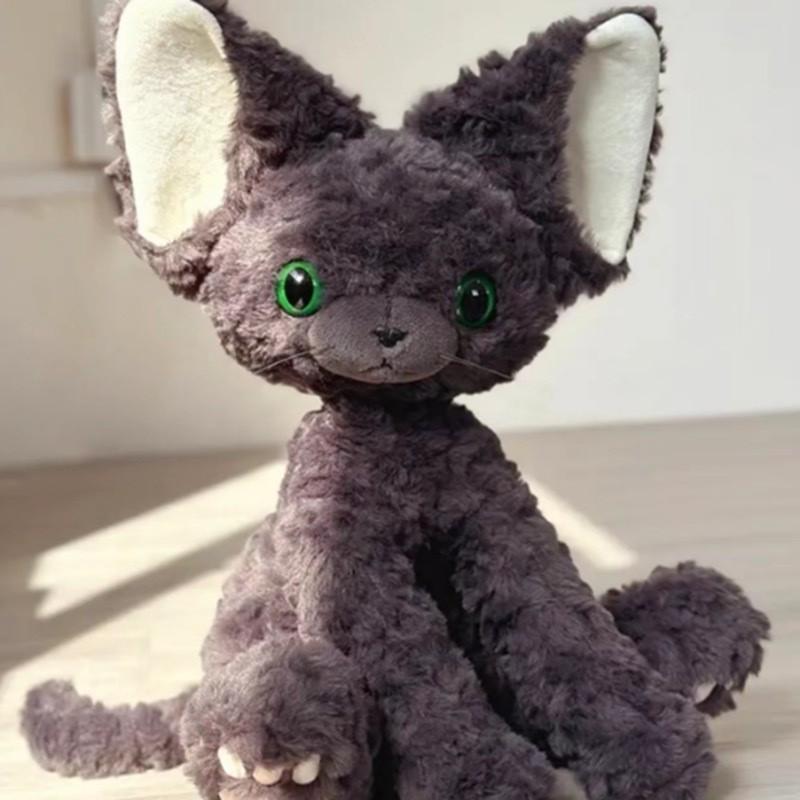 Devon Black Rex Cat Plush Toy Doll Pillows With Various Colored Eyes Girls Gift