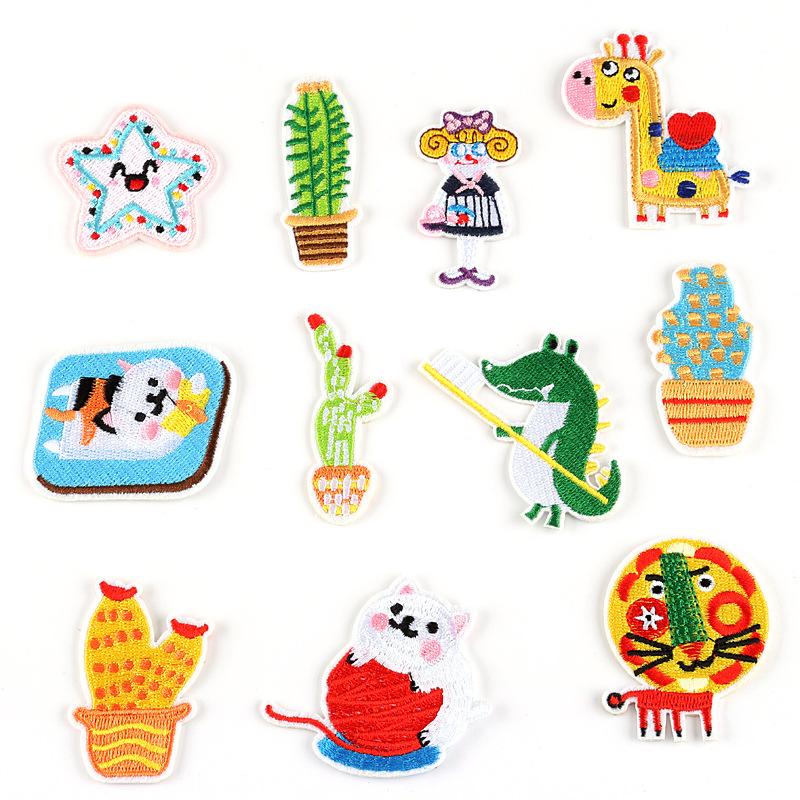 Вышивка наклейка мультяшная тканевая этикетка кактус аксессуары для одежды ручной аккаунт DIY пуховик нашивка наклейка тканевая наклейка