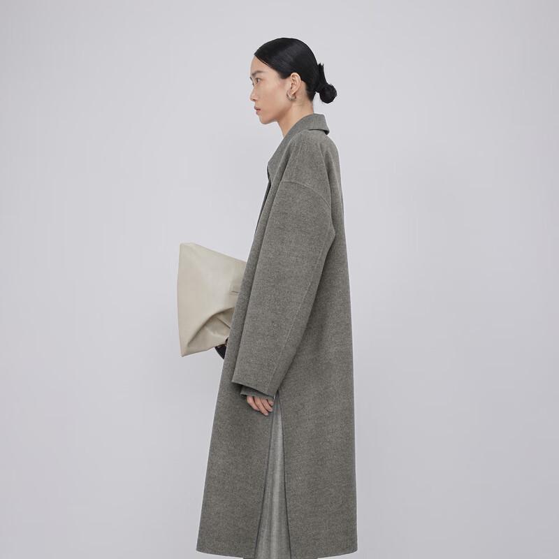 LESS 2023 Autumn Wool Blend Straight Long Overcoat
