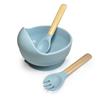 DINETTE Baby Baby Suction Dishwasher Blue Non-tipping Plate, Tableware, Food, Bowl, Spoon, Fork, 3-piece Set, Silicone, Safe,