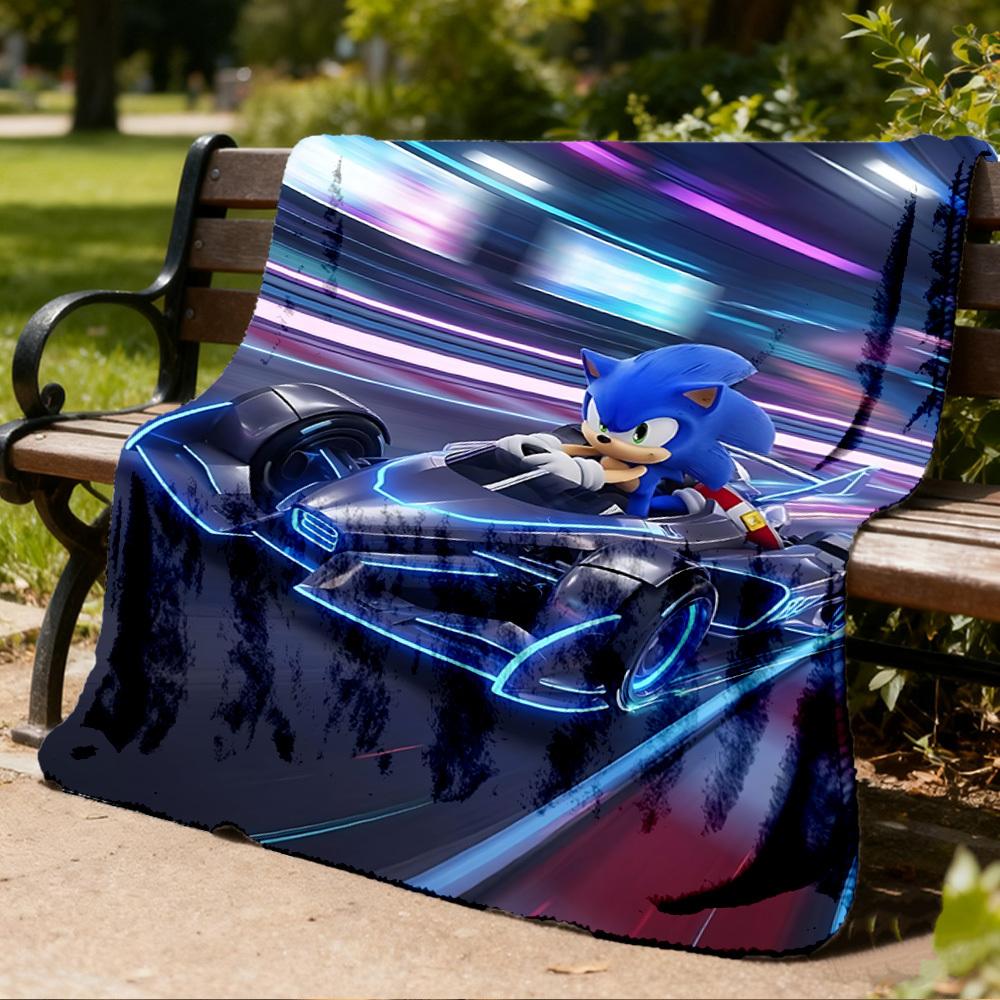 1 шт. Персонализированное фланелевое одеяло Sonic для улицы, Мягкое, Легкое, Персонализированное фланелевое одеяло, Цифровая печать,