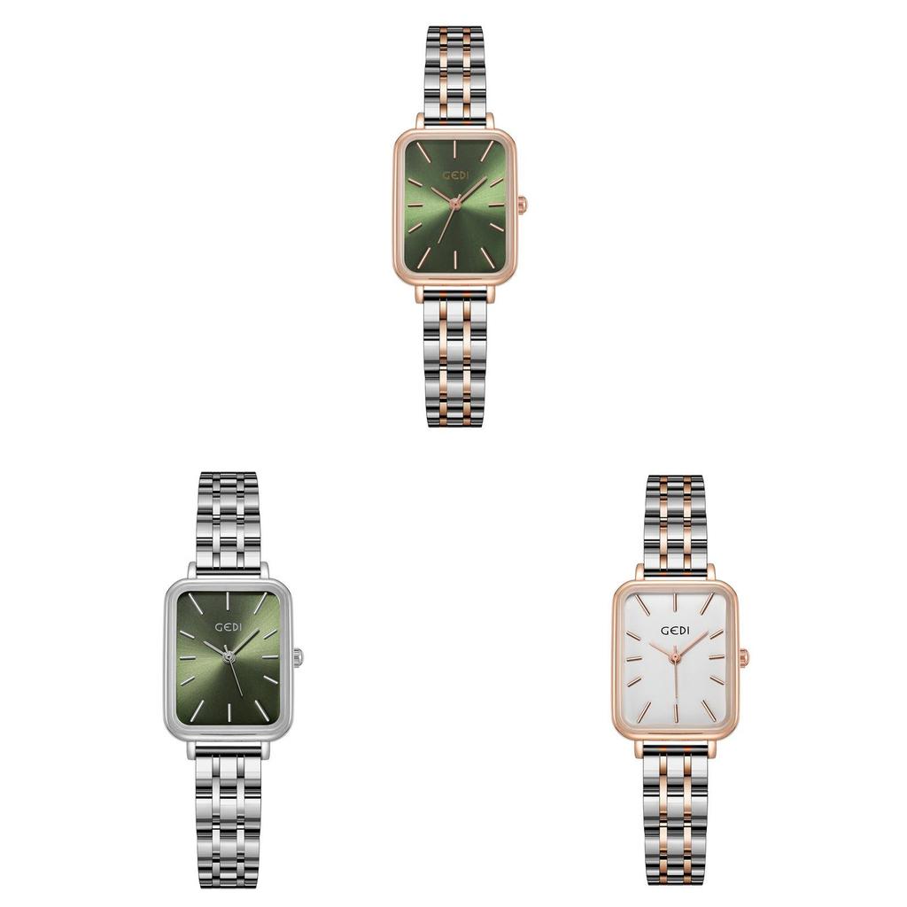 Gedi Fashion Womens Rectangular Alloy Dress Watch With Mineral Glass And Water Resistance
