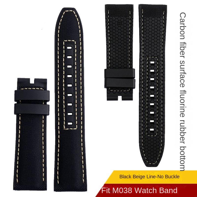 Новый Дизайн Гибридный FKM Ремешок для Часов Mido Helmsman M005 M038.431 M038431a Быстросъемный Холщовый Нейлоновый Ремешок Браслет 22мм