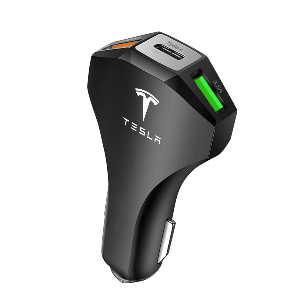 whalq7 USB Car Charger Type C Fast Charging Phone Adapter Socket for Tesla Model 3 Model S Model X Model Y Roadster SpaceX Cybertruck