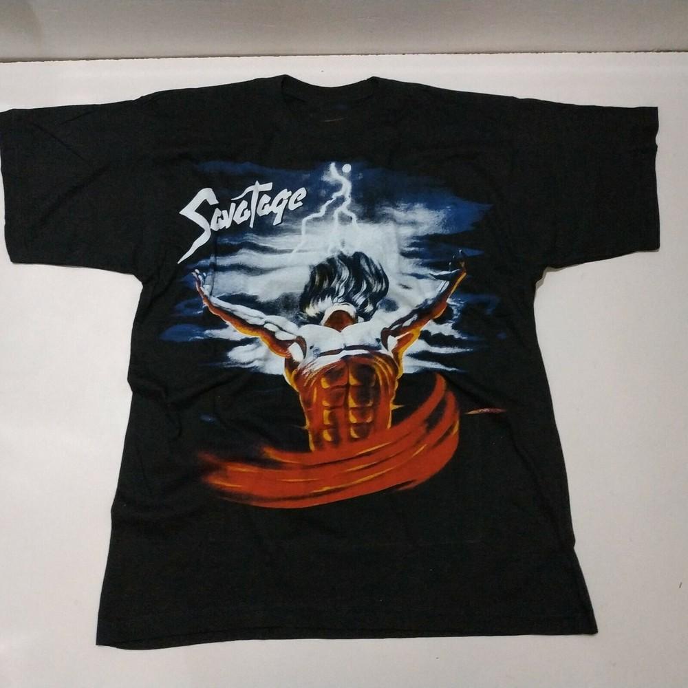 Винтажная черная хлопковая футболка с принтом веера Savatage Подарочная футболка Все размеры S -5XL HRL181 Унисекс футболка