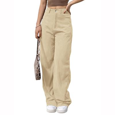 Вельветовые брюки для женщин широкие штанины высокая талия свободные удобные брюки с карманами