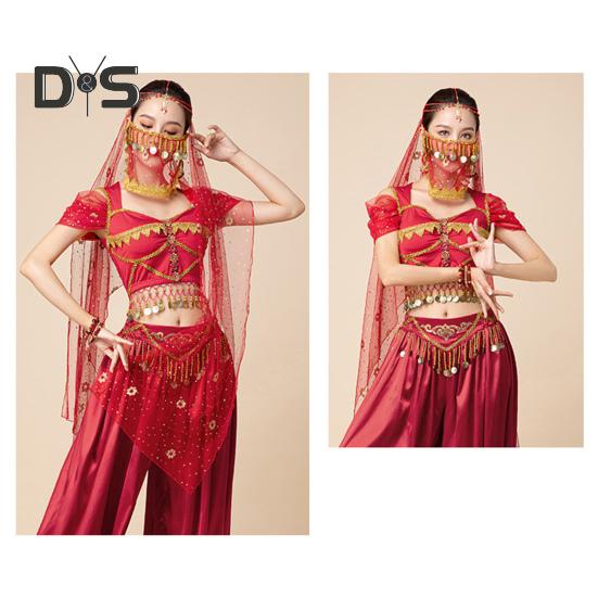 Индийский танец вуаль сетка с горячим тиснением цветы костюм реквизит взрослые дети многоразовые выступления фестивали вечеринки взрослый костюм вуаль