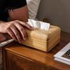 Natural Wood Grain Box Solid Tissue Box, Rectangular Wooden Dispenser, Flip Top Compact Napkin Holder for Hotel Lid Case Living Room Bedroom And Small
