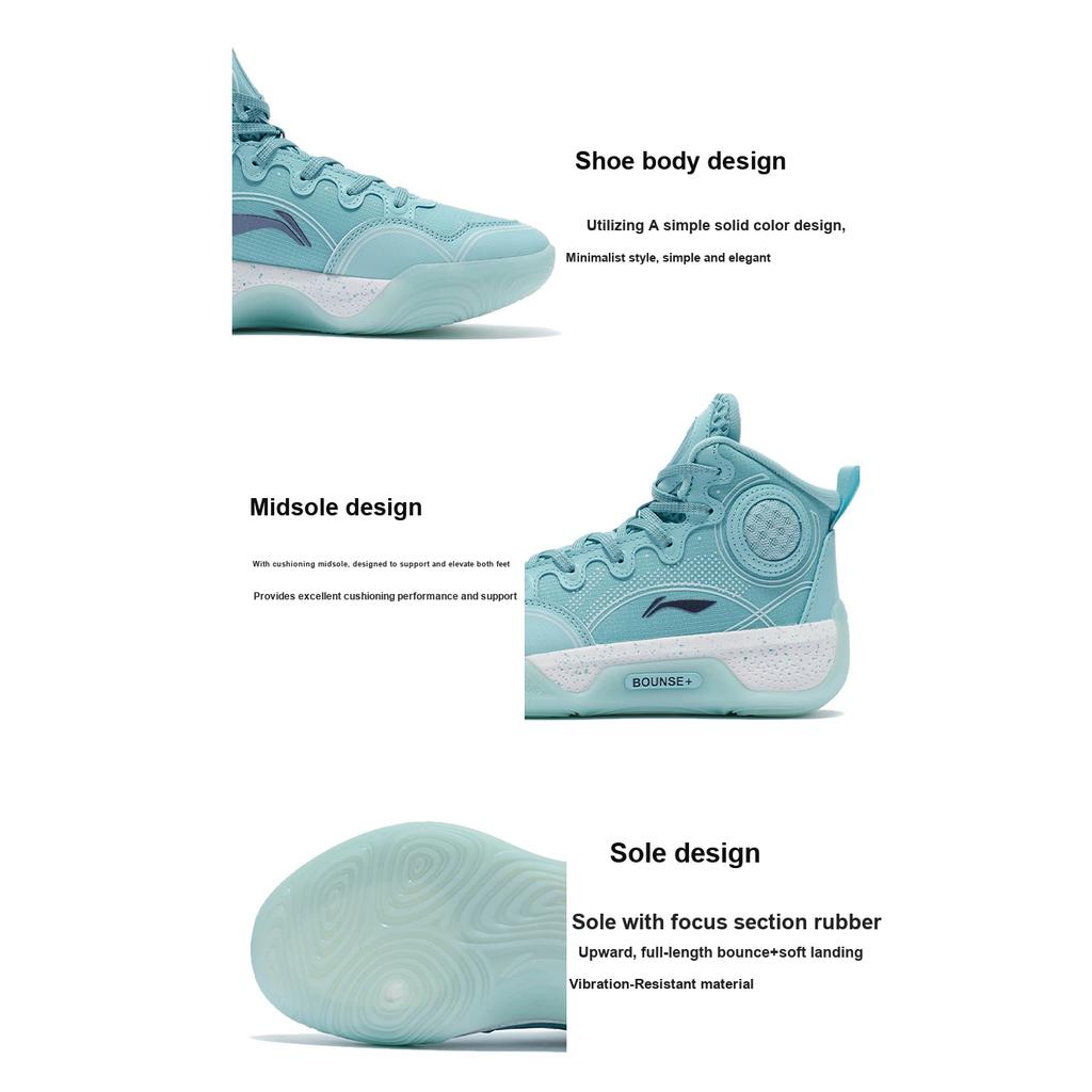 Li Ning Kids Yu Shuai 14 High-Top Basketball Shoes Kids Basketball Shoes Blue White YKBR072-7