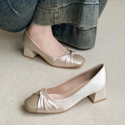 Модные туфли-лодочки на высоком каблуке для женщин, элегантные, для платья, 2025, новая осенняя коллекция, удобные мягкие туфли для вечеринки, массивные, женские туфли