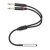 6.35mm 1/4" TRS Female To Dual 6.35mm 1/4" TS Male Y-Splitter Cable, 0.5m.
