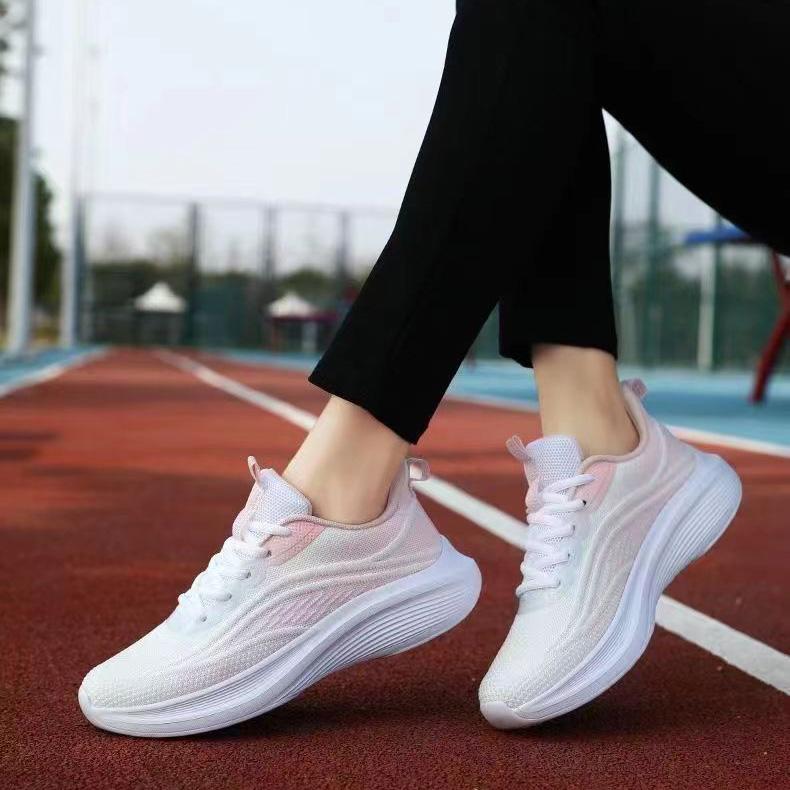 Женские спортивные туфли Flyknit, повседневные сетчатые дышащие одинарные туфли, кроссовки со шнуровкой спереди, легкие кроссовки для бега 36-40
