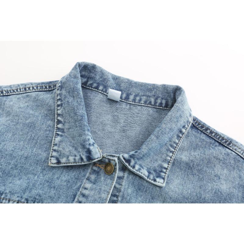 Весенне-осенняя женская короткая свободная повседневная джинсовая куртка с большим карманом