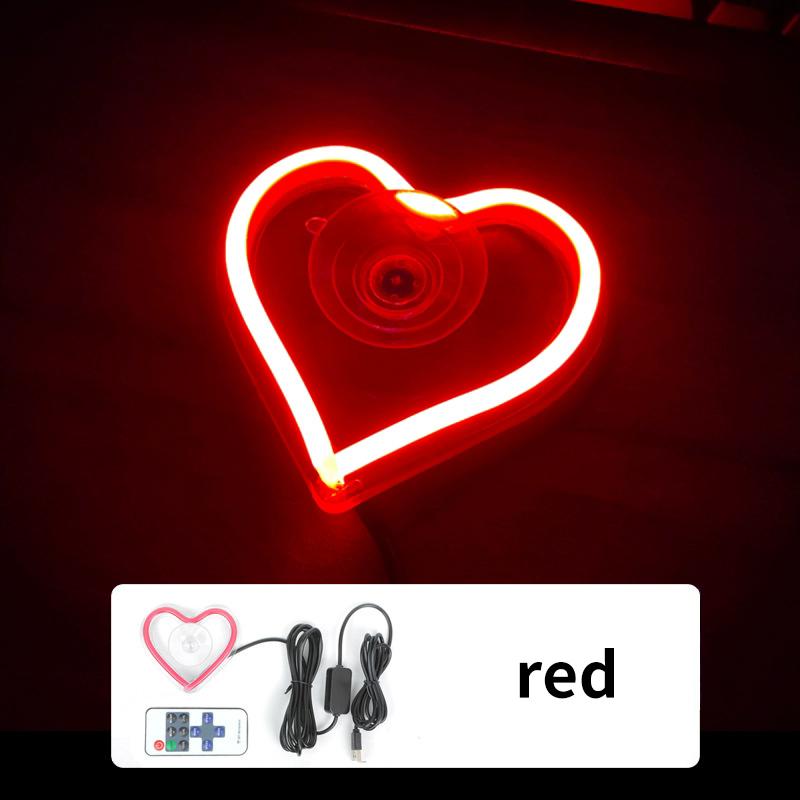 Car LED Window Lights Interior Decoration Lights Glowing Heart Atmosphere Lights USB Wiring Car Modification Neon Car Decoration