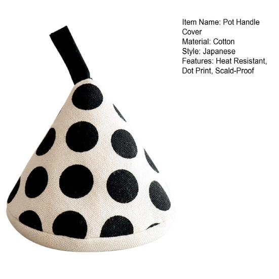 Треугольная хлопковая крышка ручки кастрюли. Жаропрочная точечная печать. Устойчивая к ожогам подвесная петля. Толстая мини-кухонная сковорода. Крышка сковороды. Ручка-держатель. Рукав.