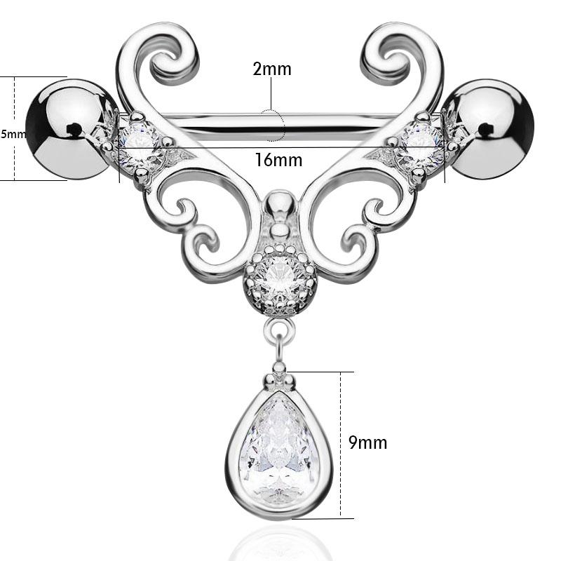 Set of 10 316L Surgical Steel Girl Nipple Rings Fashion Zircon Big Jewelry for Women for Weddings