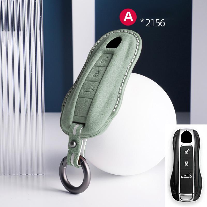 AABKU1 For Porsche Panamera Cayenne 971 911 9YA Macan Boxster Spyder Carrera Cayman 970 981 991 3 Buttons Suede Car Key Case Keychain