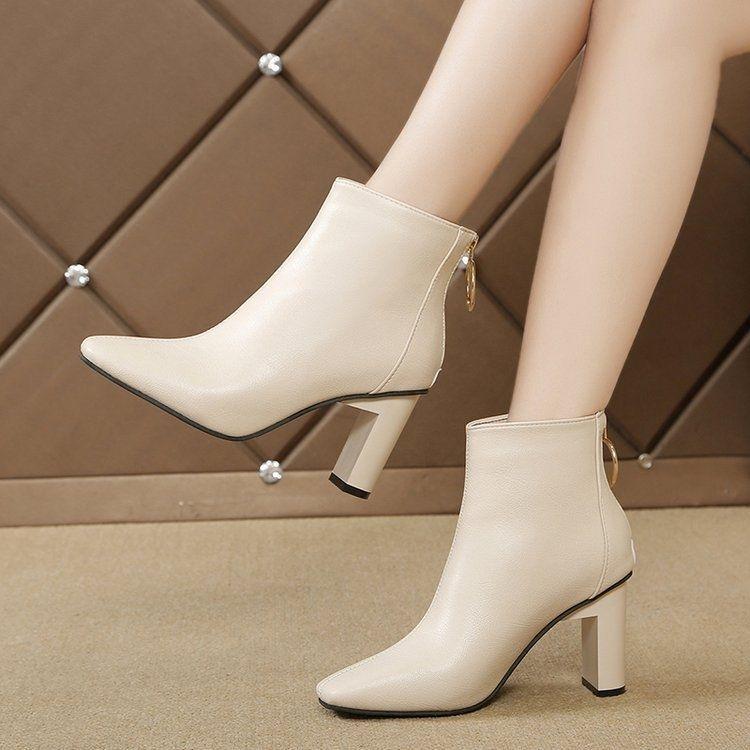 Booties Work Short Shoes for Women Brown Female Ankle Boots Very High Heels Heeled Footwear Y2k Comfortable and Elegant Autumn
