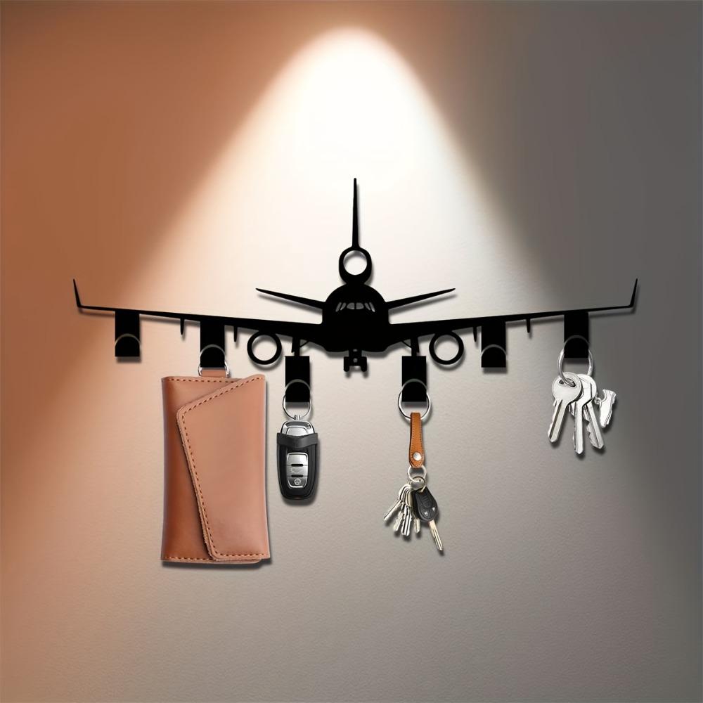 Металлический держатель для ключей в виде самолета Настенный крючок для украшений Черный органайзер для ключей Прихожая Офис Декор для хранения у входной двери Подарок