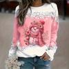 Christmas Snowman 3D Printed Fashionable Round Neck Long Sleeved Comfortable Casual Loose Plus Size Women's Pullover