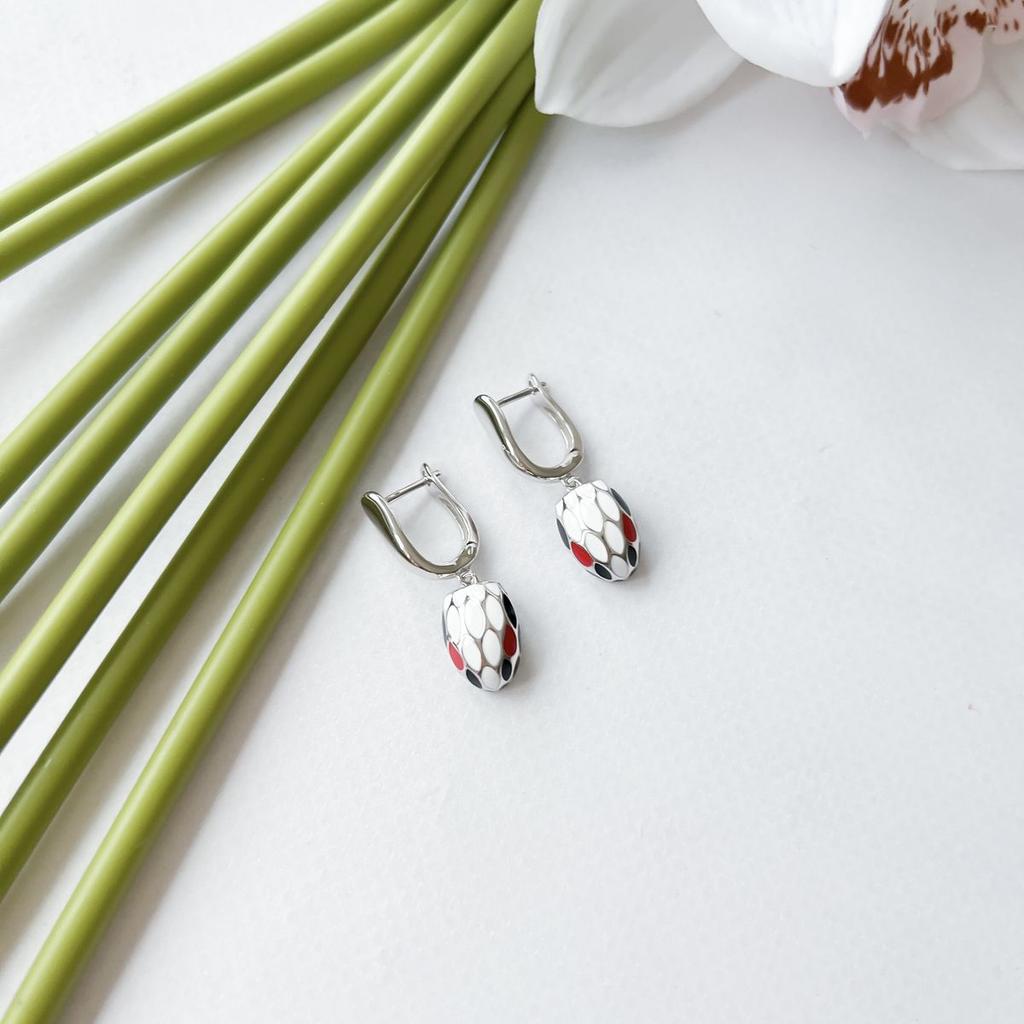 Серебряные серьги с емаллю (2151296)