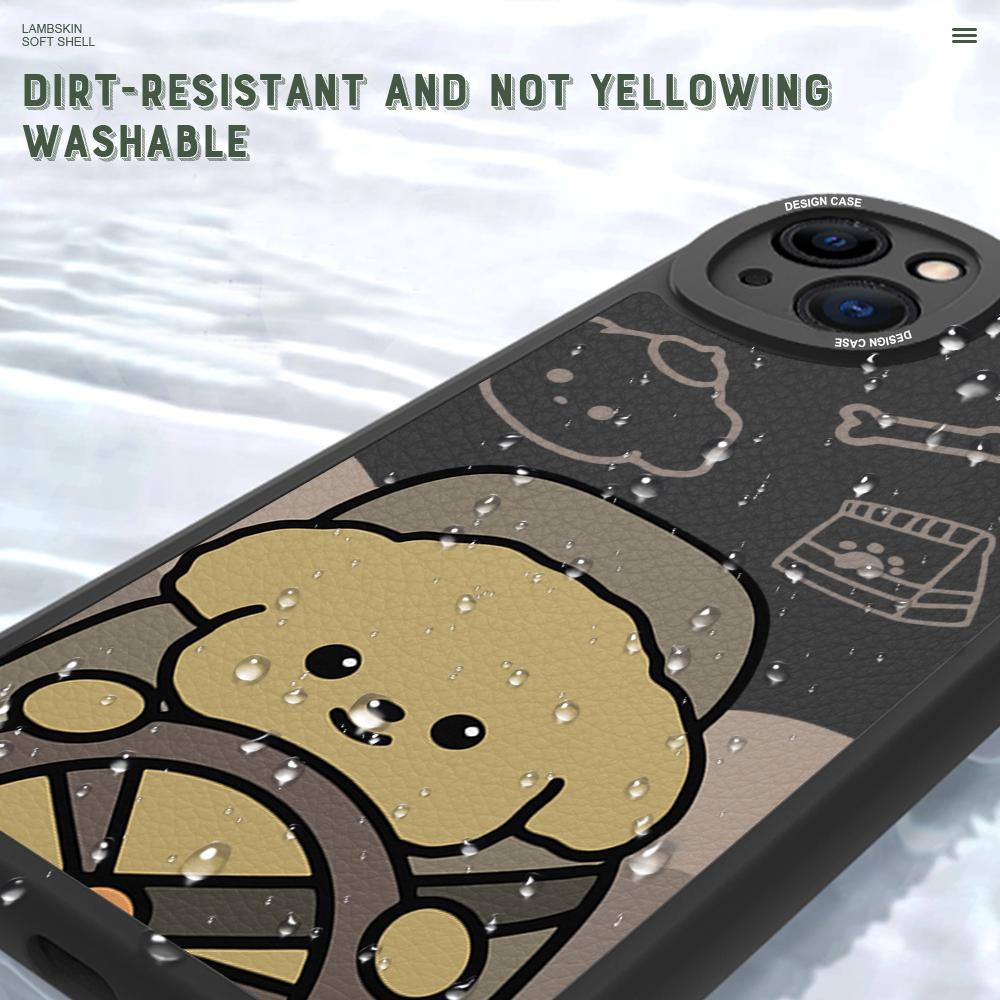 Slim Skin Feeling Cute Brown Dog Soft Silicone PU Leather Cover Phone Case for iPhone Samsung Huawei Honor Xiaomi Redmi OPPO Realme Vivo