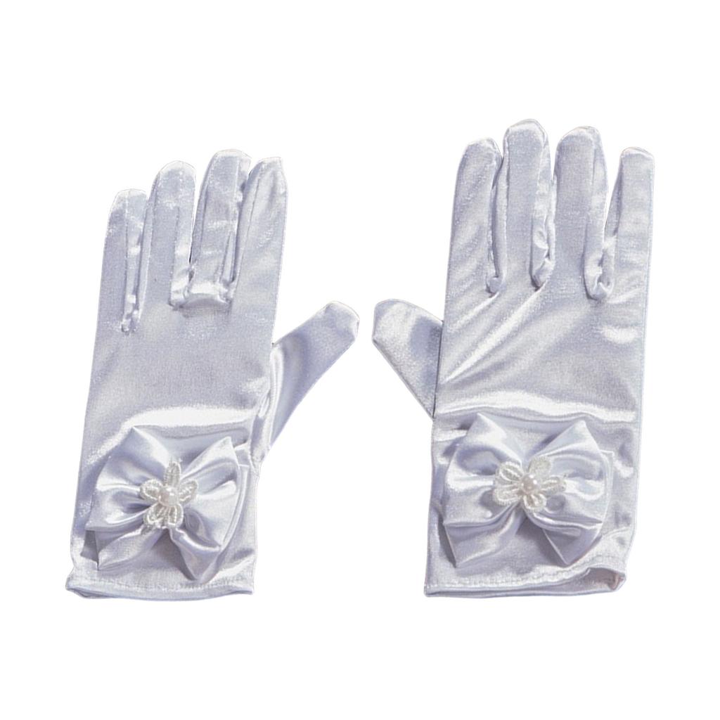 Bowknot Gloves for Ceremony School Boys and Girls Bowknot Elastic Gloves for Dress Etiquette Gloves Stage Performances
