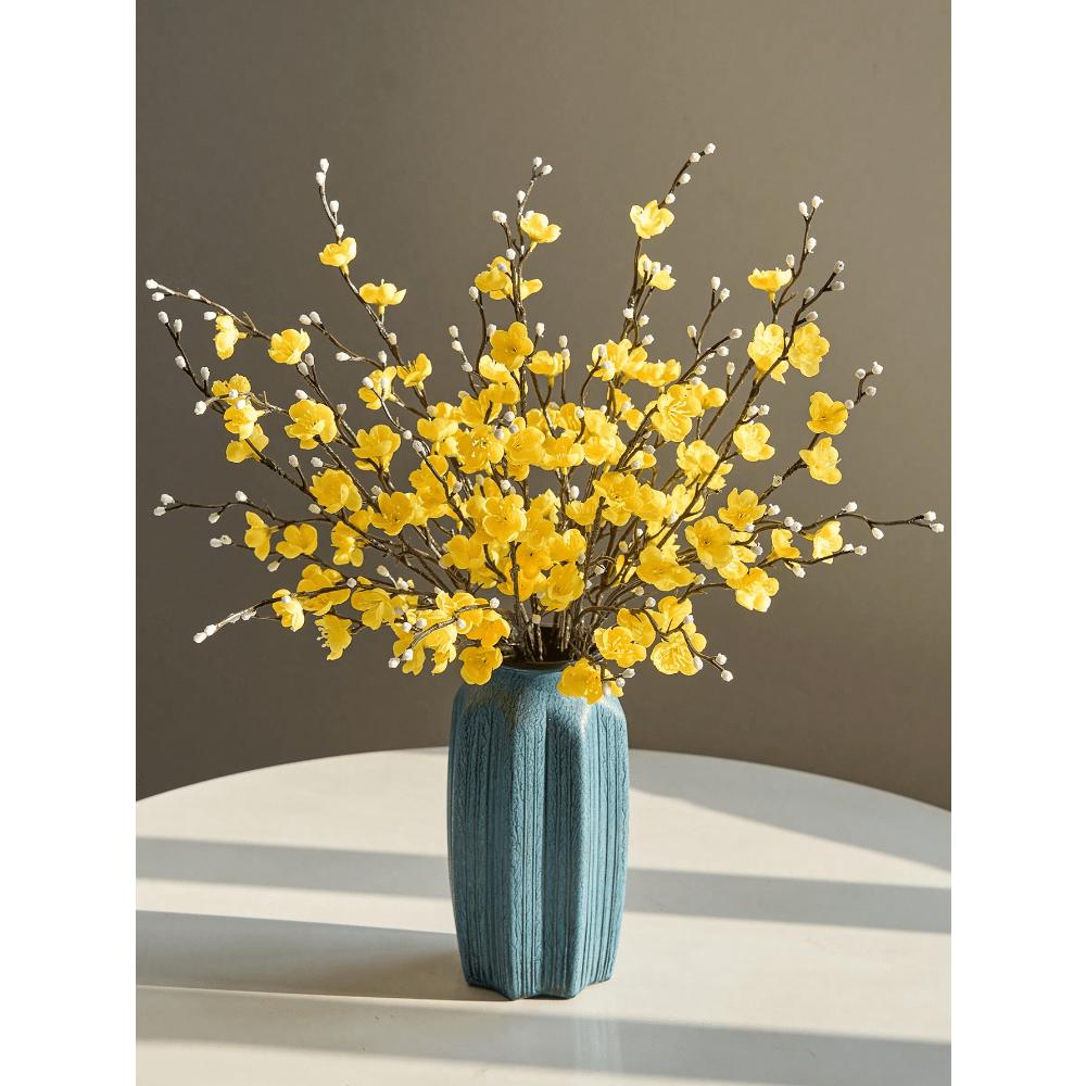 1 шт. Искусственные цветы Белый цветок сливы Поддельный зимоцвет Длинный стебель Пластиковые цветы Дом Отель Офис Свадебная вечеринка Садовый декор