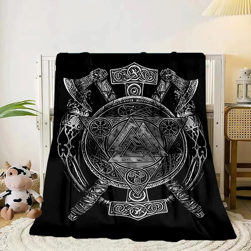 Viking Ship At Sea Blanket Flannel Blanket for bed, sofa, Camping, Hiking, Picnic Essentials, gift for family Fan gifts
