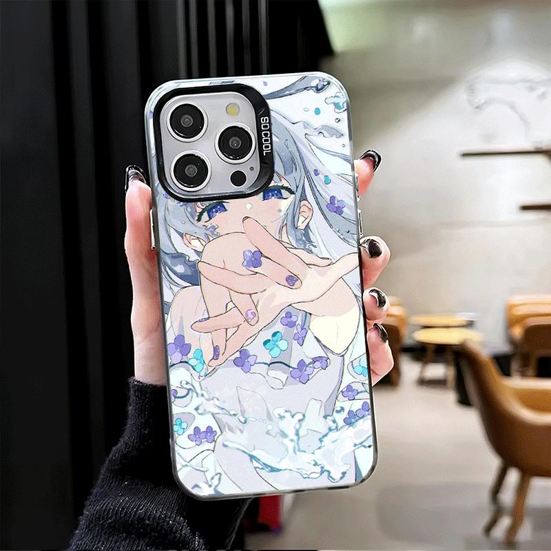 Аниме Кавайная Девушка Инста-Стиль Мягкий Чехол для Телефона для iPhone 15 16 17 Pro Max 17Air 16E 14 Plus 13 12 Mini Ударопрочный Чехол Задняя Панель