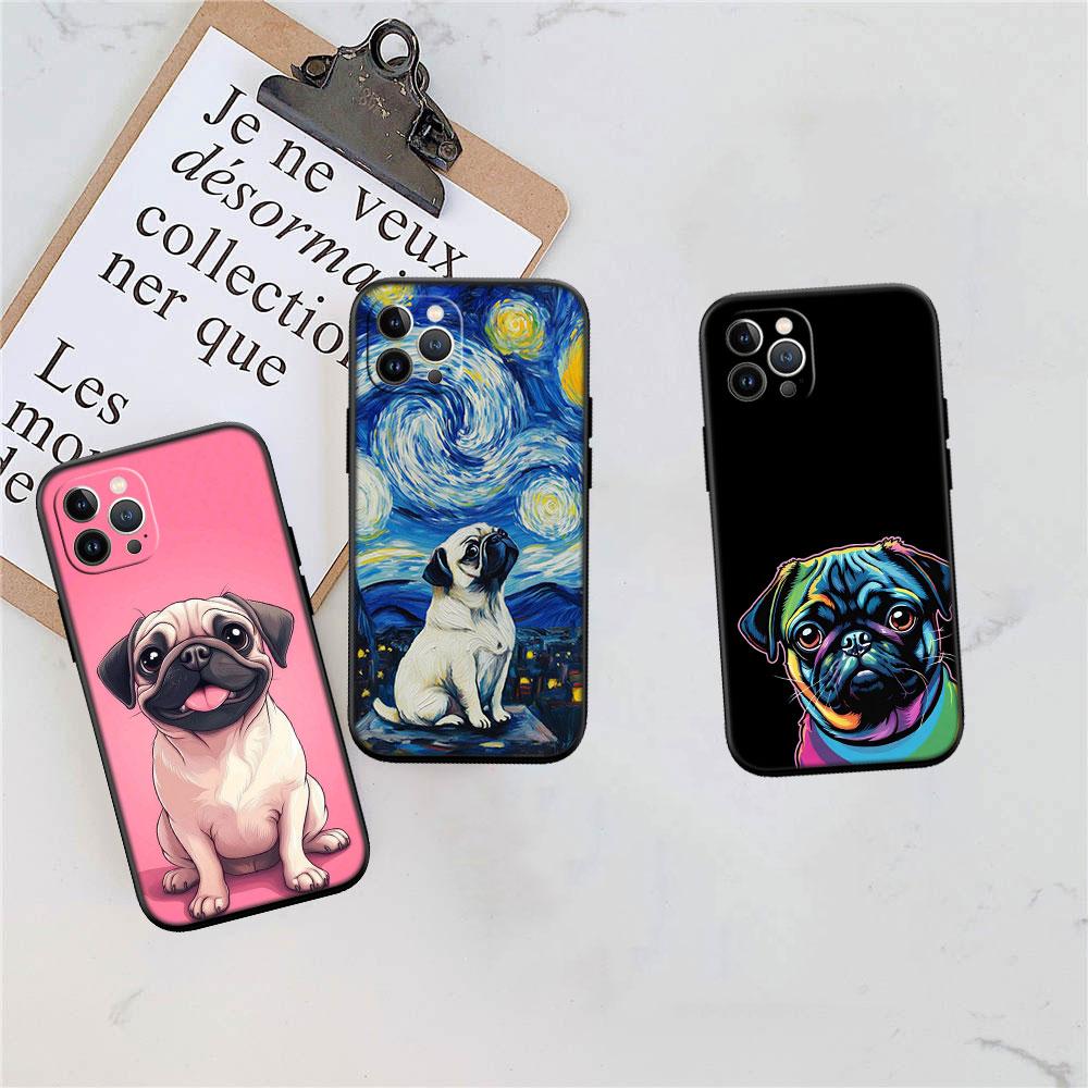 LO27 Cute Pug Dog Soft Shell Phone Case for Xiaomi Poco C40 C50 C51 C55 C65 C71 C75 F3 F5 F6 F7 M2 M3 Pro Ultra