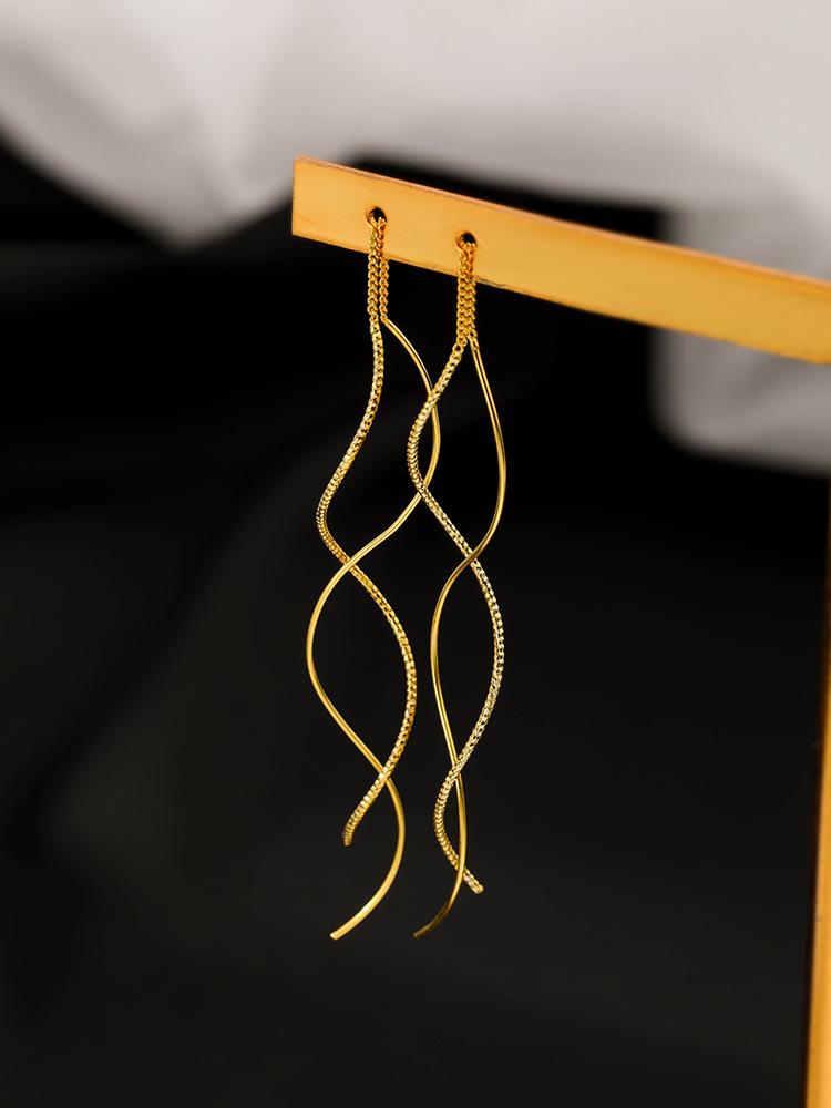 ANENJERY Волнистые серьги золотого и серебряного цвета, простой дизайн, элегантные женские вечерние украшения